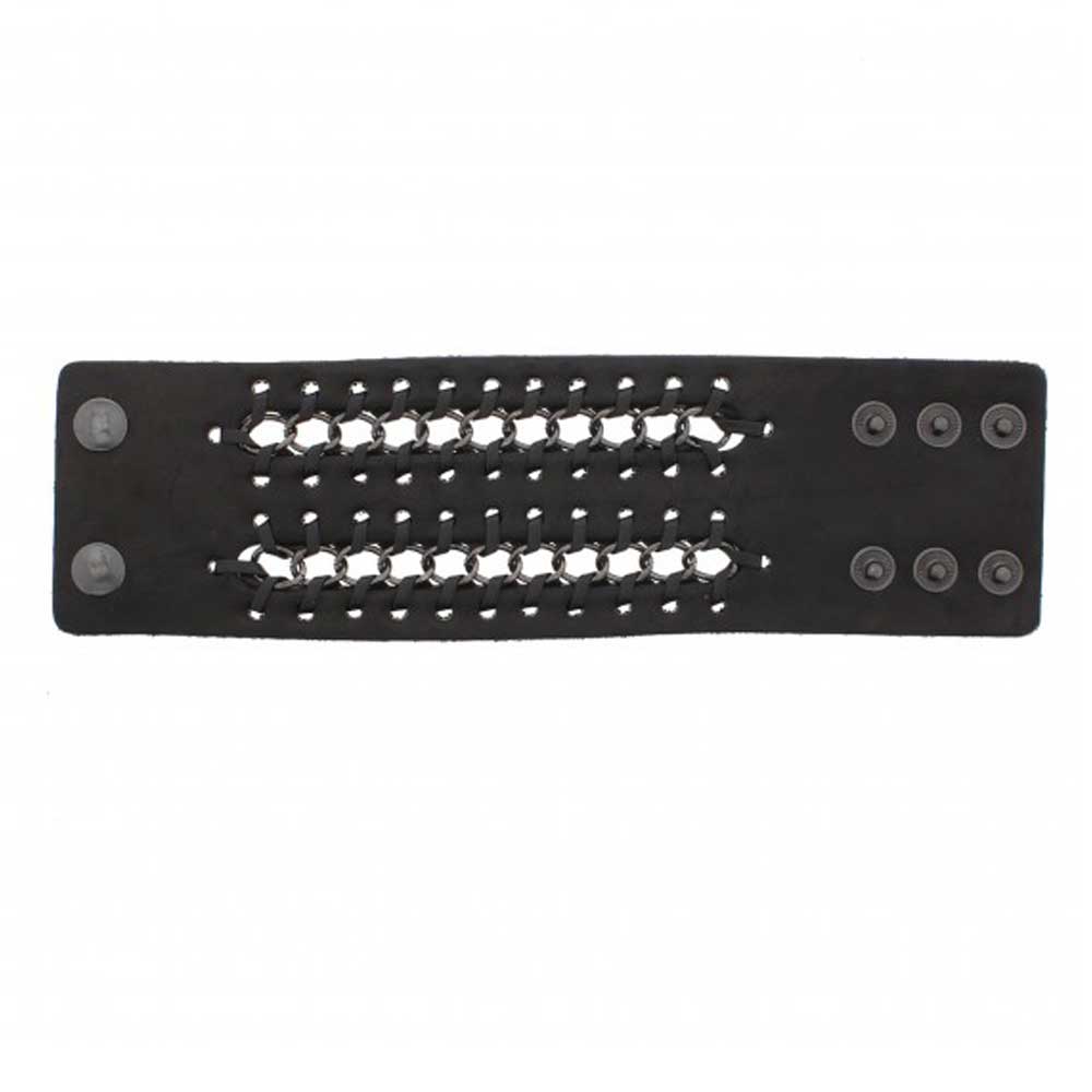 Zac's Alter Ego - 2 row chain PU Armband - Schwarz